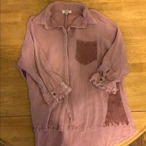 Umgee Pink button down fringe top